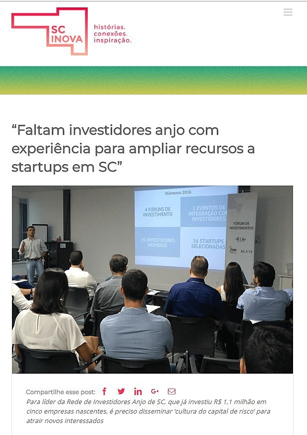 Faltam investidores anjo com experincia para ampliar recursos a startups em SC